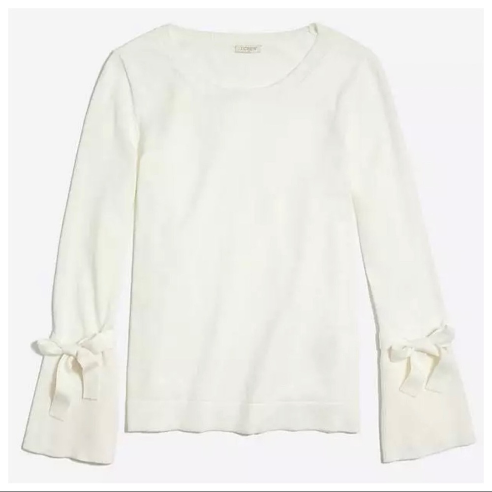 NWT J Crew Cream Stretch Knit Long Sleeve Sweater - Picture 5 of 7